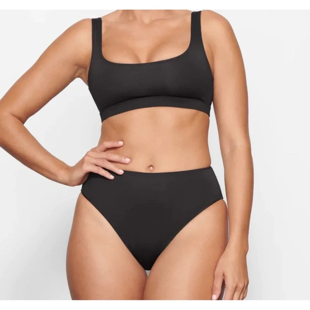 NWT Recycled Swim Mid Waist Bottom Only Sw-mwb-0748 Onyx Small‎